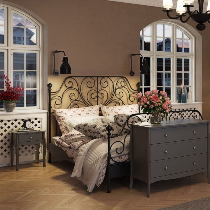 Baroque Nightstand in Grey