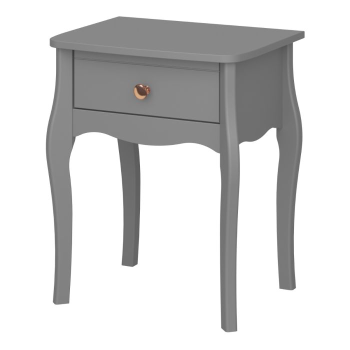 Baroque Nightstand in Folkestone Grey with Rose Gold Colour Handles