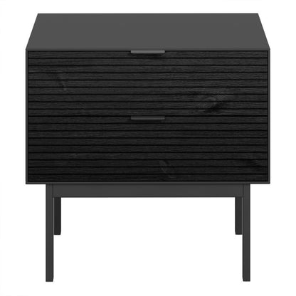 Soma Bedside Table 2 Drawers in Granulated Black Brushed Black