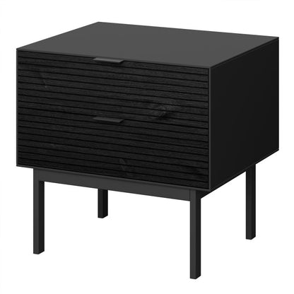 Soma Bedside Table 2 Drawers in Granulated Black Brushed Black