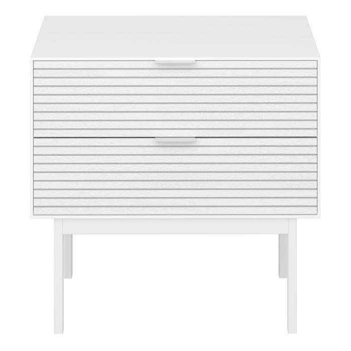 Soma Bedside Table 2 Drawers in Granulated pure White Brushed White