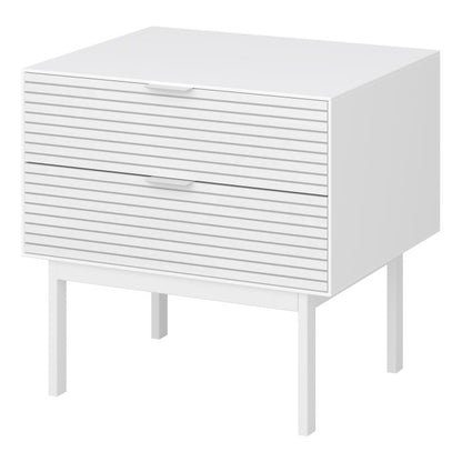 Soma Bedside Table 2 Drawers in Granulated pure White Brushed White