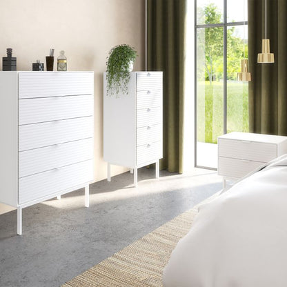 Soma Bedside Table 2 Drawers in Granulated pure White Brushed White