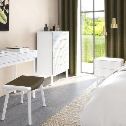 Soma Bedside Table 2 Drawers in Granulated pure White Brushed White