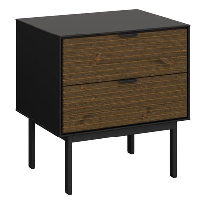 Soma Bedside Table 2 Drawers in Granulated Black Brushed Espresso