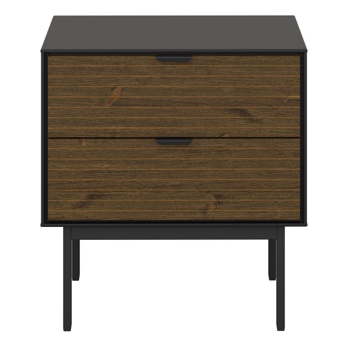 Soma Bedside Table 2 Drawers in Granulated Black Brushed Espresso