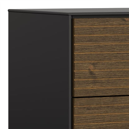 Soma Bedside Table 2 Drawers in Granulated Black Brushed Espresso