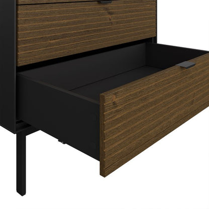 Soma Bedside Table 2 Drawers in Granulated Black Brushed Espresso