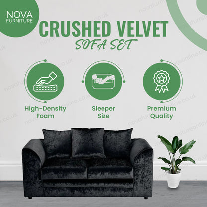 Crushed Velvet Sofa Set