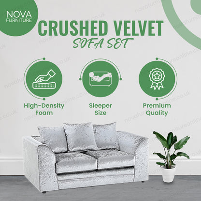 Crushed Velvet Sofa Set