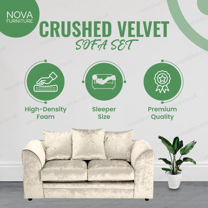 Crushed Velvet Sofa Set