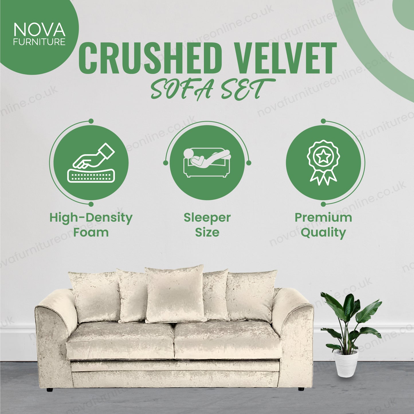 Crushed Velvet Sofa Set