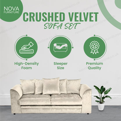 Crushed Velvet Sofa Set