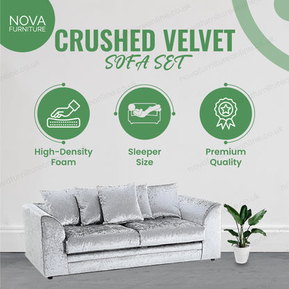 Crushed Velvet Sofa Set