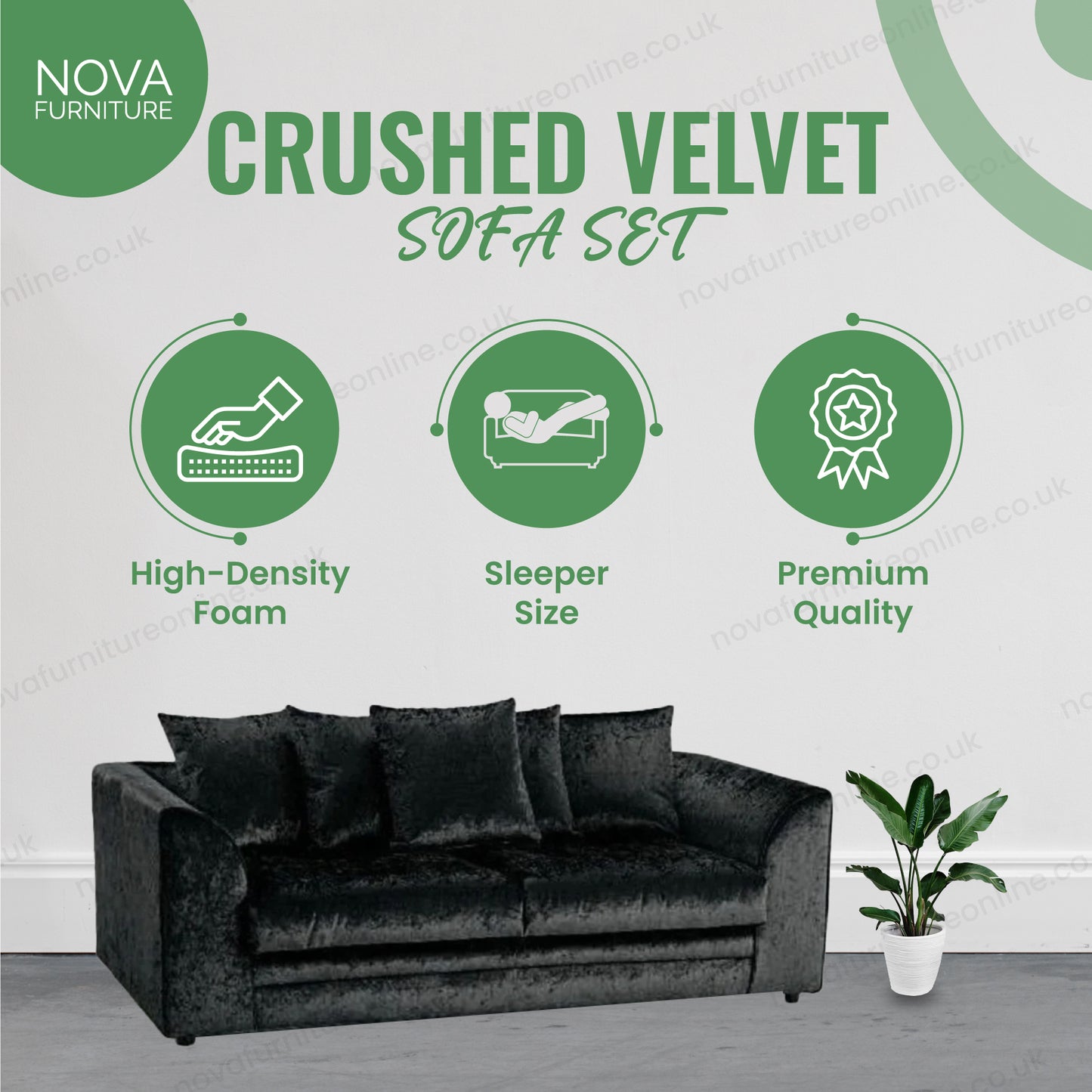 Crushed Velvet Sofa Set