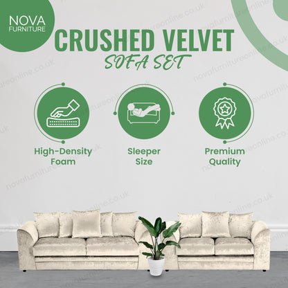 Crushed Velvet Sofa Set