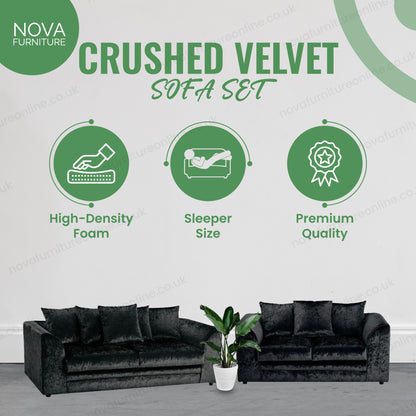 Crushed Velvet Sofa Set