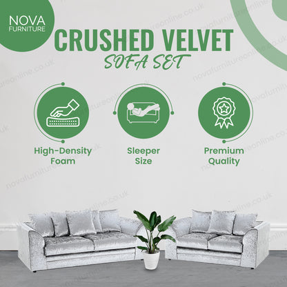 Crushed Velvet Sofa Set