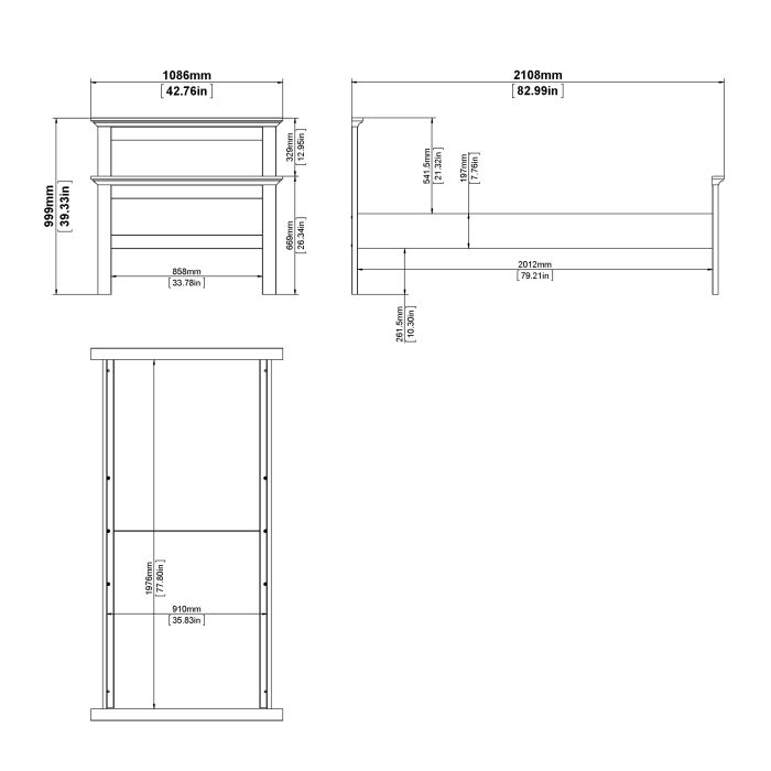 Paris Single Bed in Matt Grey