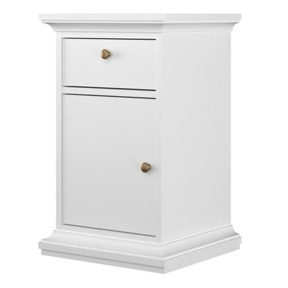 Paris Nightstand 1 Door + 1 Drawer in White