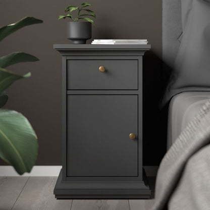 Paris Nightstand 1 Door + 1 Drawer in Matt Grey