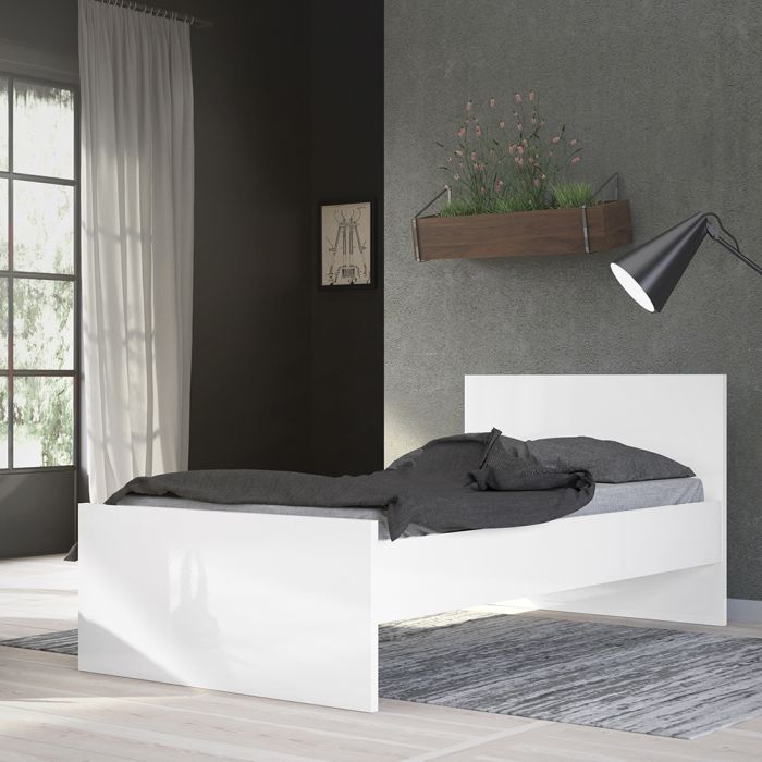 Naia Single Bed in White High Gloss