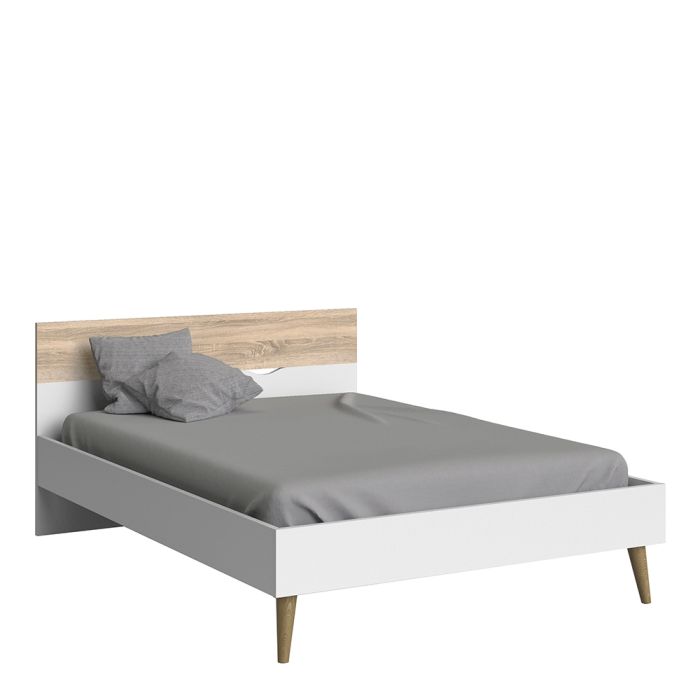 Oslo Euro Double Bed in White and Oak