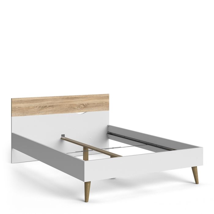 Oslo Euro Double Bed in White and Oak