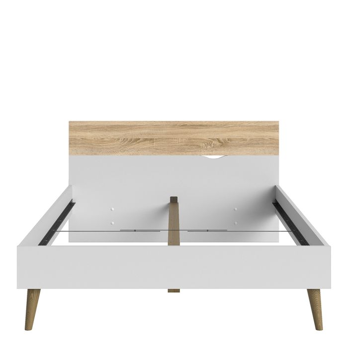 Oslo Euro Double Bed in White and Oak