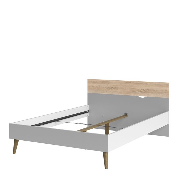 Oslo Euro Double Bed in White and Oak