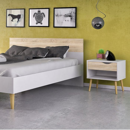 Oslo Euro Double Bed in White and Oak