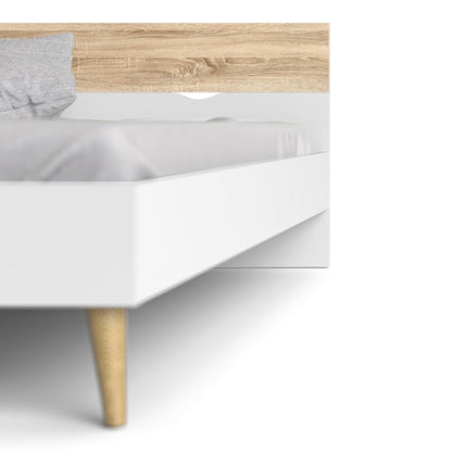 Oslo Euro Double Bed in White and Oak