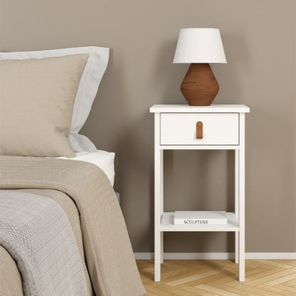 Barcelona Bedside Table with 1 Drawer in White