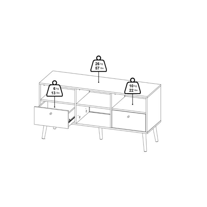 Cumbria TV-Unit 2 Drawers White