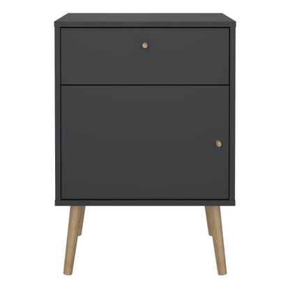 Cumbria Nightstand 1 Door + 1 Drawer Dark Grey