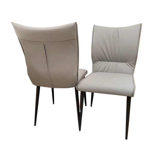 Flora Dining Chair Grey Leather