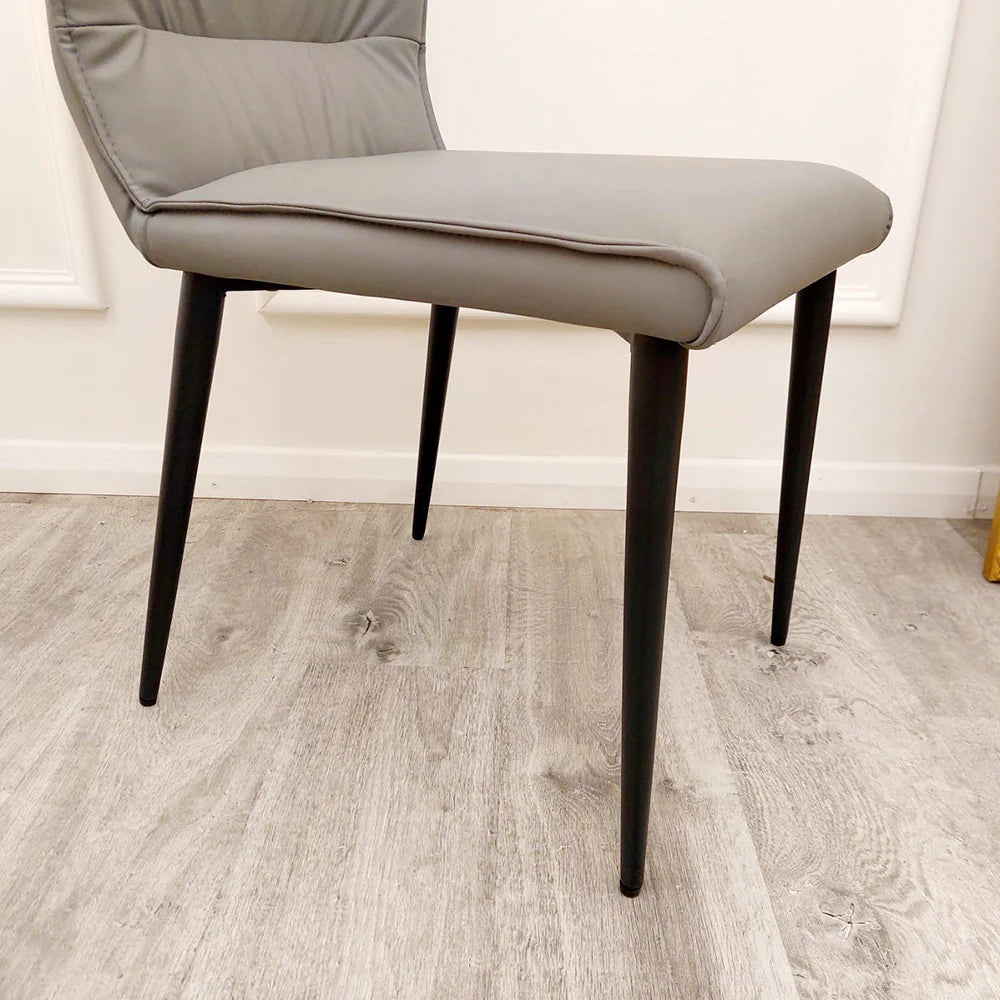 Flora Dining Chair Grey Leather