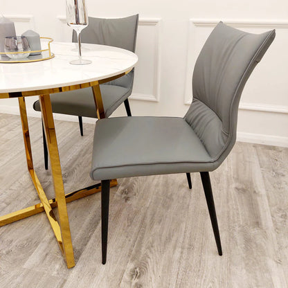 Flora Dining Chair Grey Leather