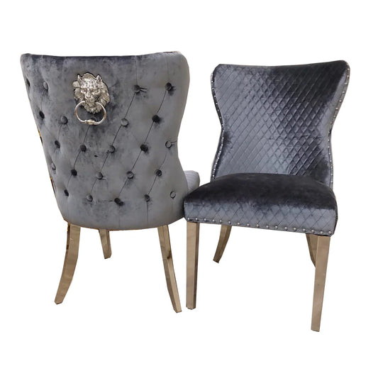 Chelsea Dining Chair Grey Shimmer Velvet