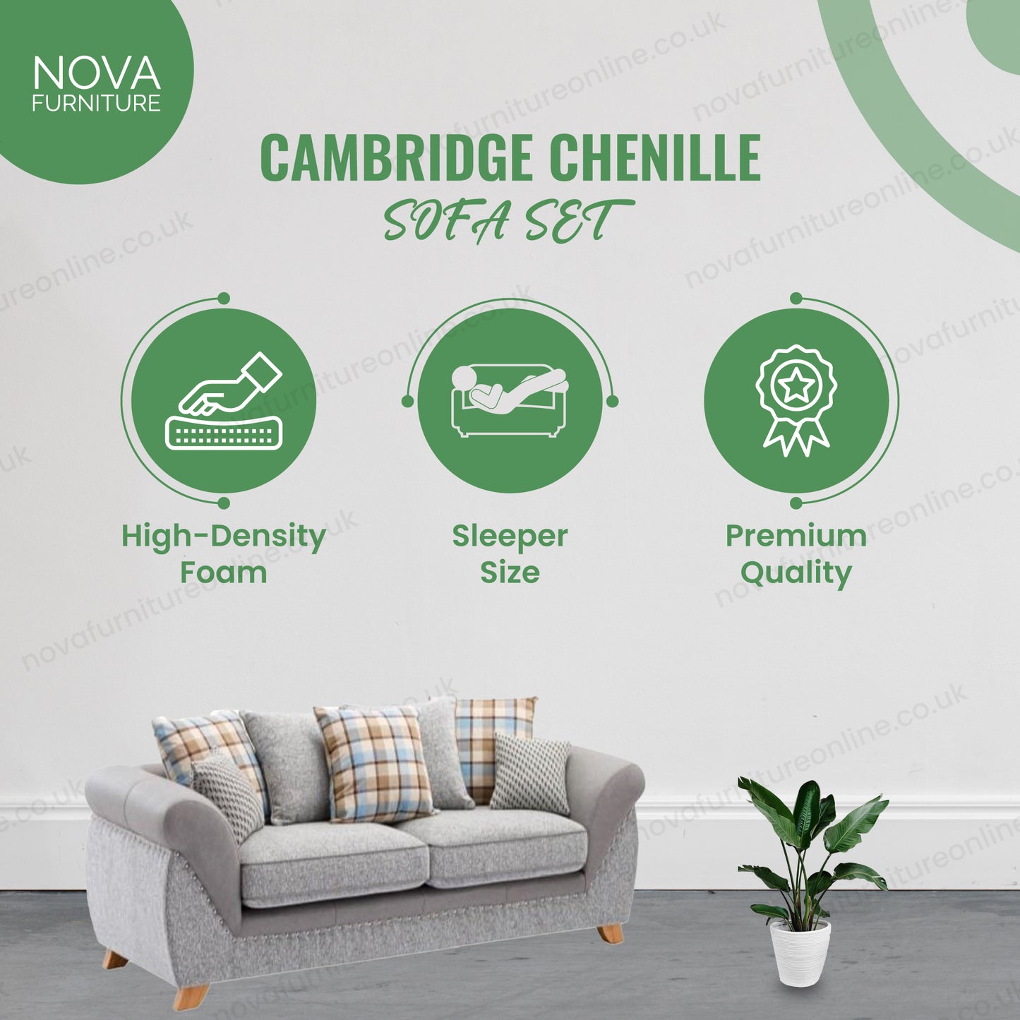 Cambridge Chenille Sofa Set
