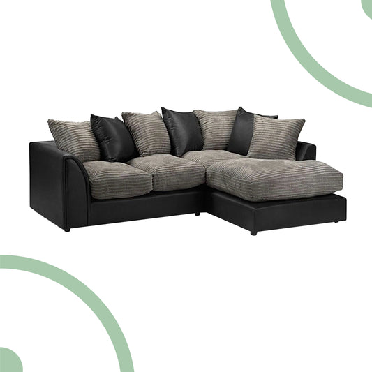 Luna Corduroy Leather Corner Sofa