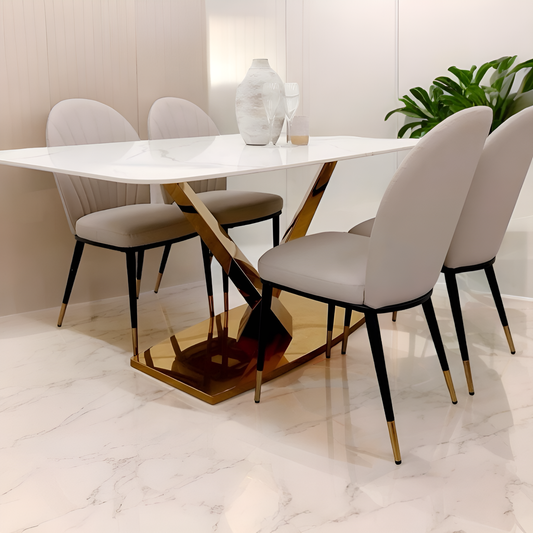 Valero Gold Sintered Stone Dining Table Set