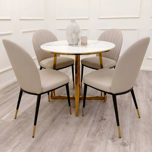 Luna Gold Sintered Stone Dining Table Set