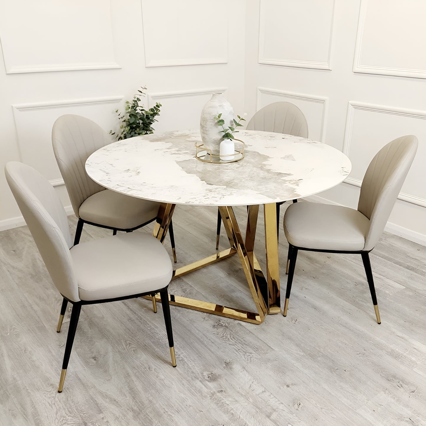 Aero Gold Sintered Stone Dining Table Set