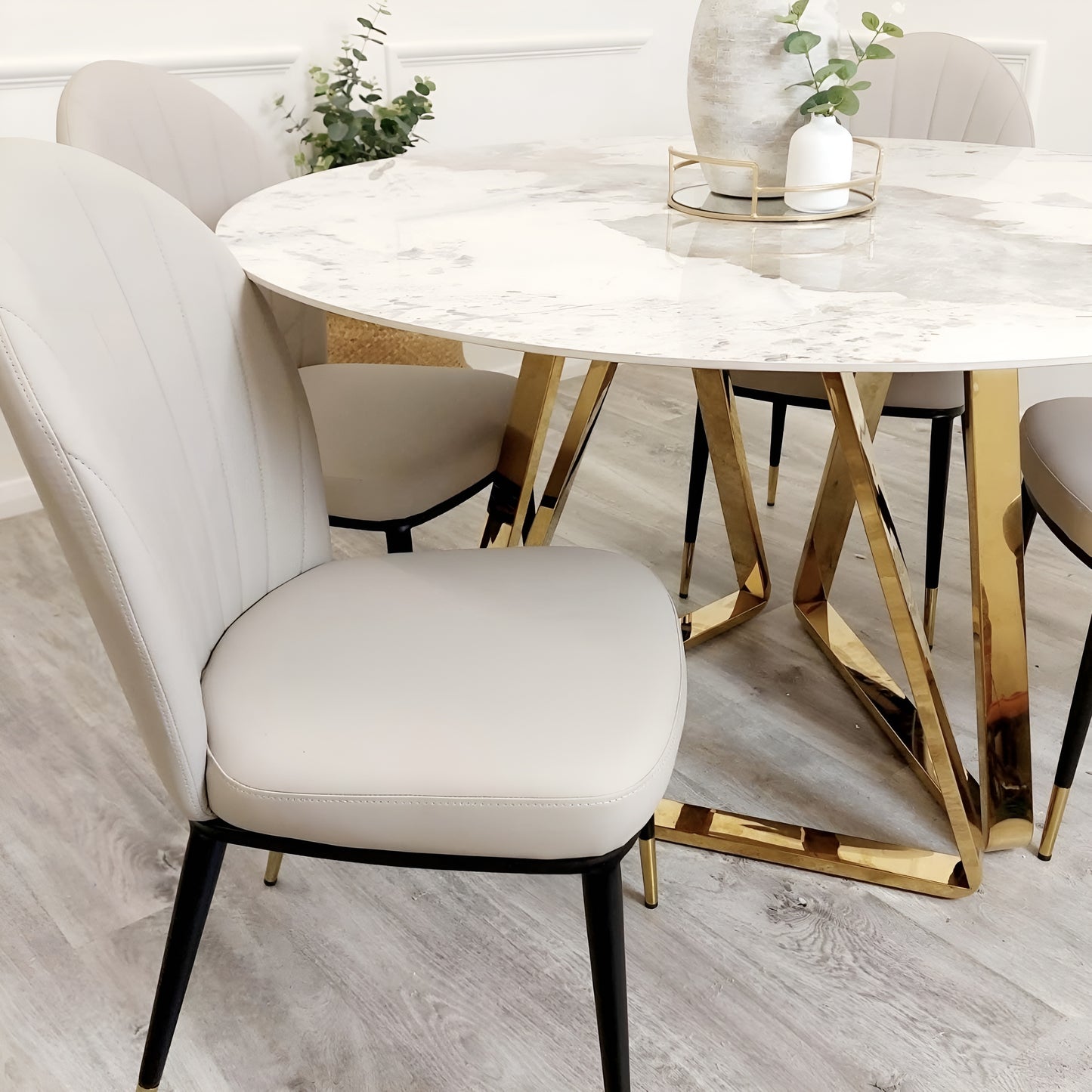 Aero Gold Sintered Stone Dining Table Set