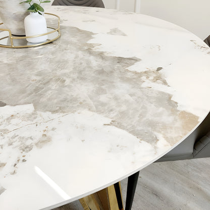 Aero Gold Sintered Stone Dining Table Set