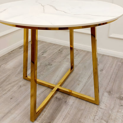 Luna Gold Sintered Stone Dining Table Set
