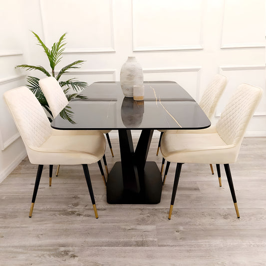 Aelio Black Sintered Stone Dining Table Set