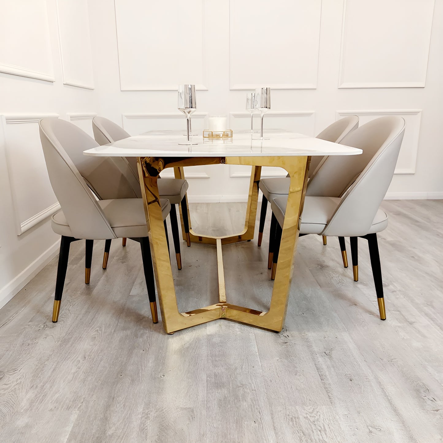 Lucia Gold Sintered Stone Dining Table Set