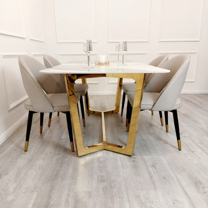 Lucia Gold Sintered Stone Dining Table Set